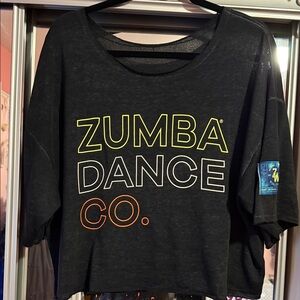 Zumba Fitness Black Crop Top with Neon Accents